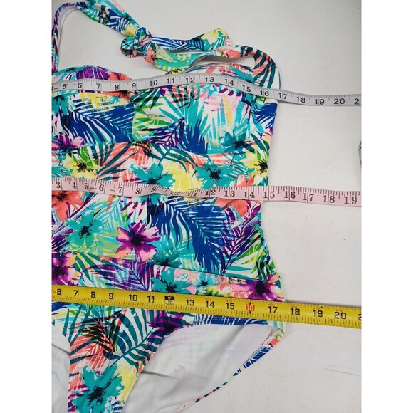 Catalina One-Piece Swimsuit Black Floral XL (16-18) Padded Bra Halter Style - Picture 7 of 7